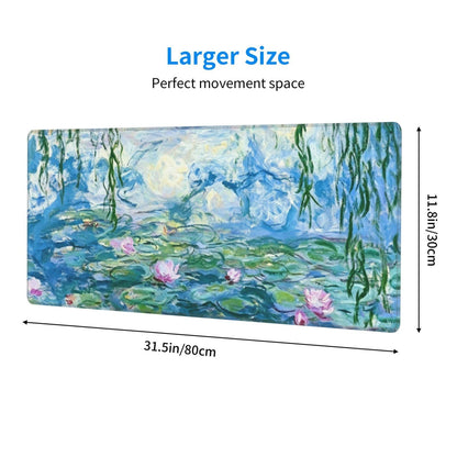 Gaming Mouse Pad, Large Black and Green Line Topographic Mousepad Laptop, Extended Mouse Mat, Long XL Waterproof Keyboard Pads, Big Non-Slip Mousepads for Game Office Home, 31.5 x 11.8 in