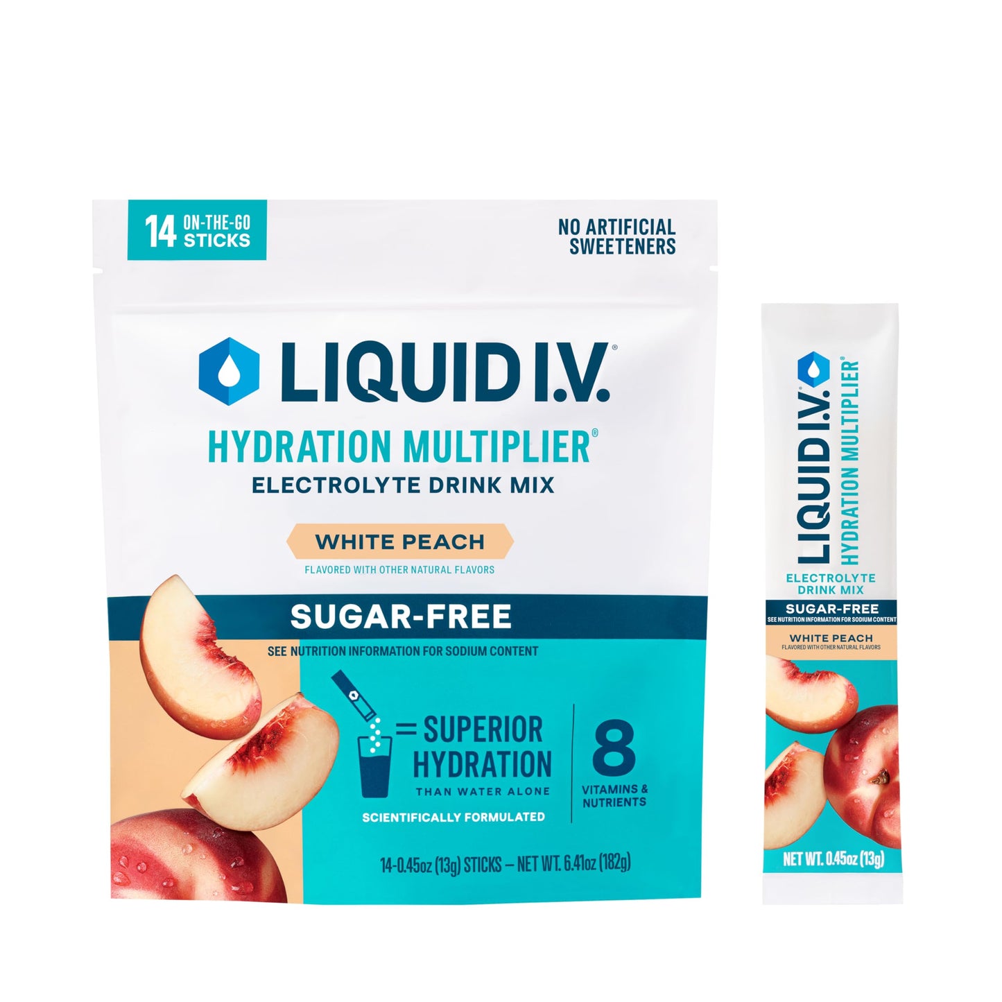 Liquid I.V. Sugar-Free Hydration Multiplier - Lemon Lime – Hydration Powder Packets | Electrolyte Drink Mix | Easy Open Single-Serving Stick | Non-GMO | 14 Sticks