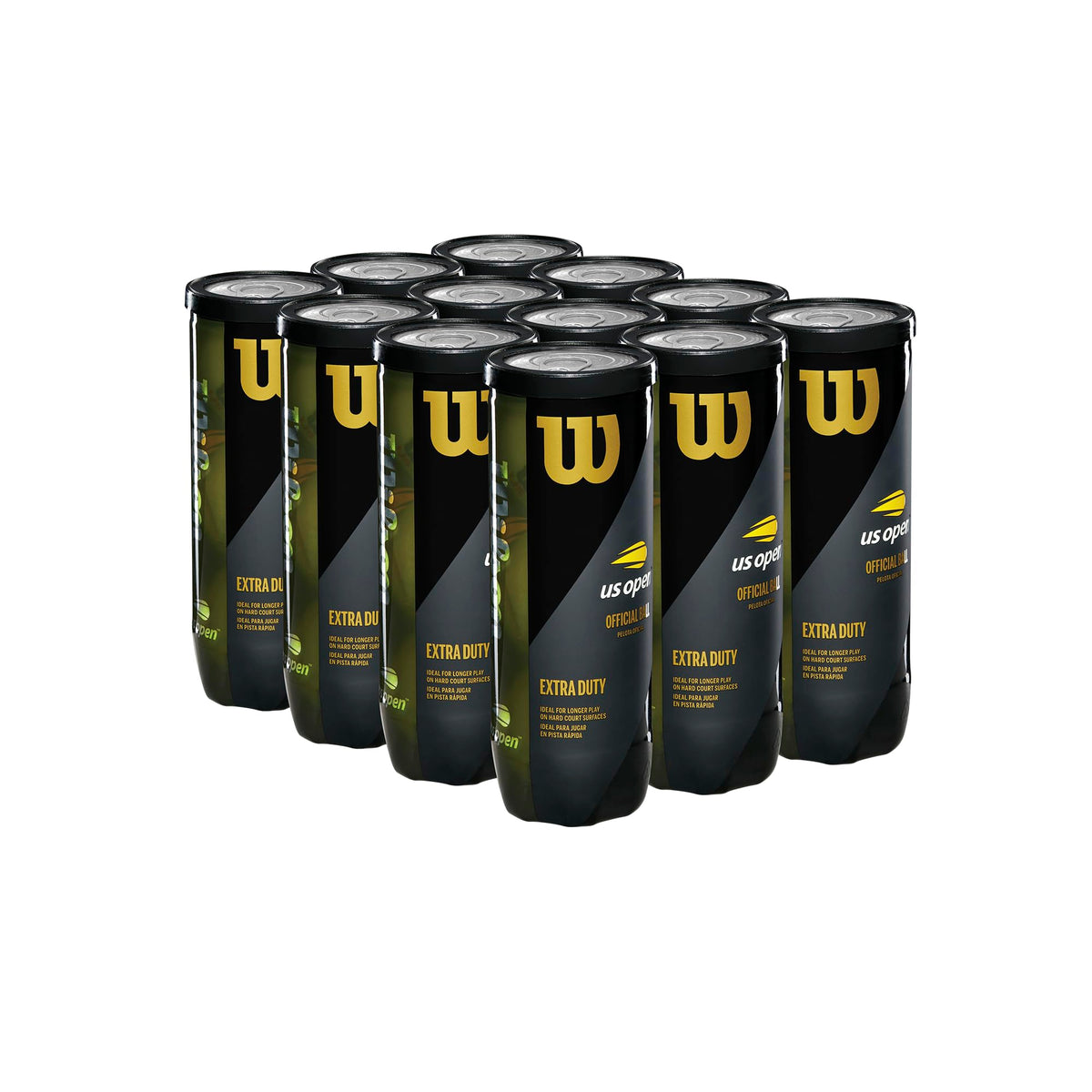 WILSON US Open Extra Duty Tennis Balls - 12 Cans (36 Balls) + 24 Cans (72 Balls)