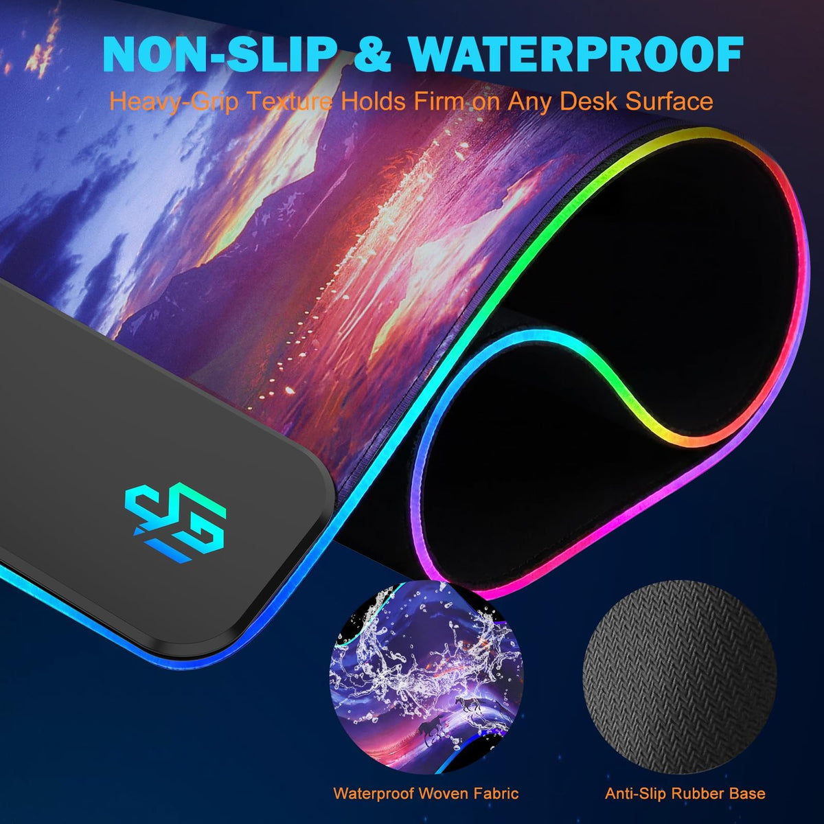 TARKARI Mouse Pad Gaming Wireless Charging, 800x300x4mm, Black