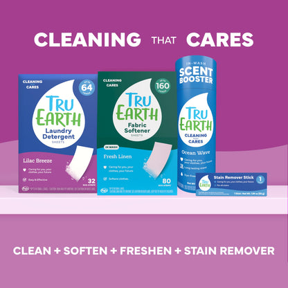 Tru Earth Compact Dry Laundry Detergent - Up to 128 Loads (64 Sheets) - Paraben-Free - Original Eco-Strip Liquidless Detergent, Travel - Fresh Linen | Packaging May Vary