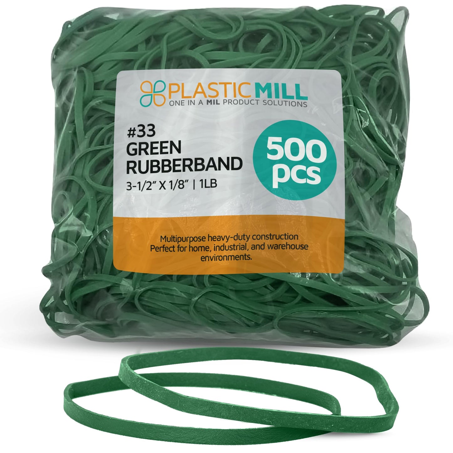 PlasticMill Rubber Bands - #33 Size - Red Rubberbands - 1LB/500 Count