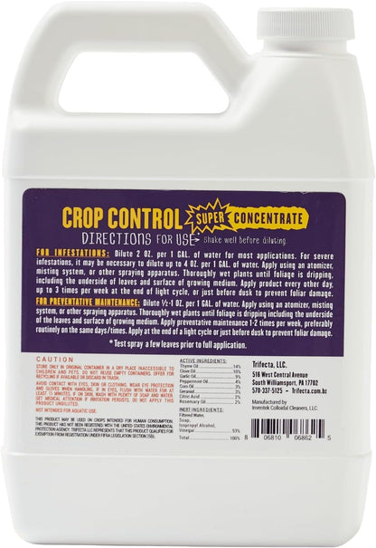 Trifecta Crop Control Ready to Use Maximum Strength Natural Pesticide, Fungicide, Miticide, Insecticide, Help Defeat Spider Mites, Powdery Mildew, Botrytis and Mold on Plants 32 OZ Size