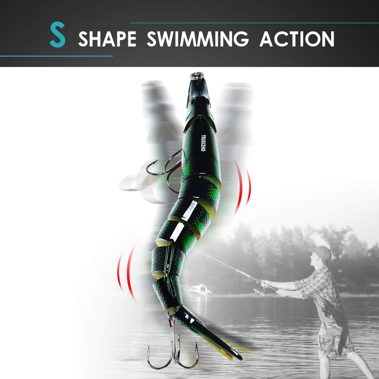 TRUSCEND Easy Catch Swimmax, Magic Noisy Turbulent Wiggling and Vibrating Action for More Bites, Lifelike Fishing Lures for All Species, Swimbait for Relax Family Fishing, Must-Have for Lovely Anglers
