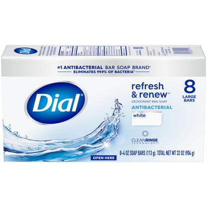 Dial Antibacterial Bar Soap, Calm & Soothe Lavender & Jasmine Deodorant Bar, 4oz (8 Bars)