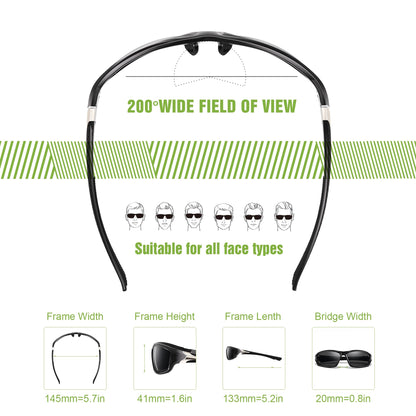 3 Pack Polarized Sports Sunglasses for Men, Mens Sunglasses Wrap Around UV400 Protection for Cycling Fishing Driving