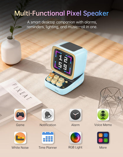 Divoom Ditoo Retro Pixel Art 15W Bluetooth Speaker,Cute Speaker with Alarm,White Noise & Mini Games,Iconic Desk Setup Speaker with 16X16 LED App Controlled Front Screen,Gifts for Anyone (Pink)