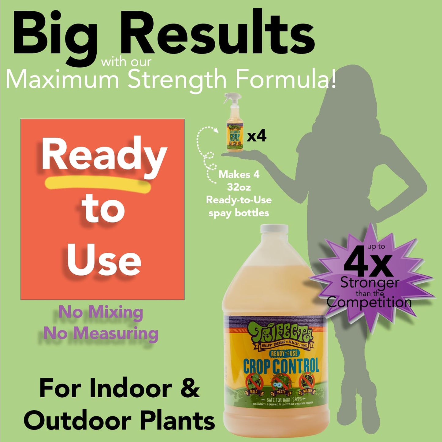 Trifecta Crop Control Ready to Use Maximum Strength Natural Pesticide, Fungicide, Miticide, Insecticide, Help Defeat Spider Mites, Powdery Mildew, Botrytis and Mold on Plants 32 OZ Size