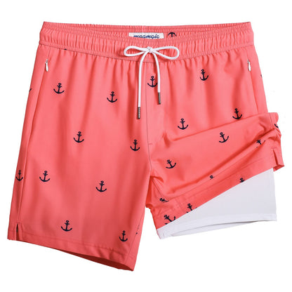 maamgic 2 in 1 Mens Swim Trunks 7 Inch Swim Shorts Swim Suits Board Shorts
