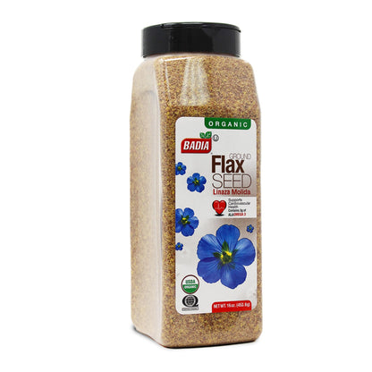 Badia Organic Ground Flax Seed, 16 oz - Superfood High in Fiber & Omega-3, Certified Organic, Non-GMO, Baking, Smoothies & Cooking