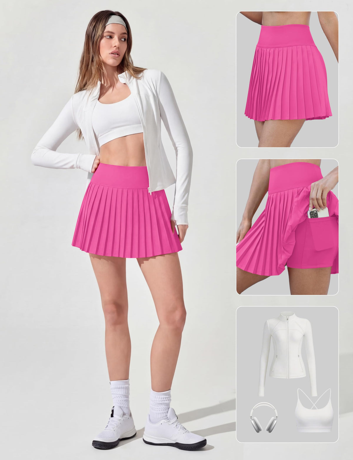 Alaroo Pleated Tennis Skirt for Women with Pockets Shorts Skort