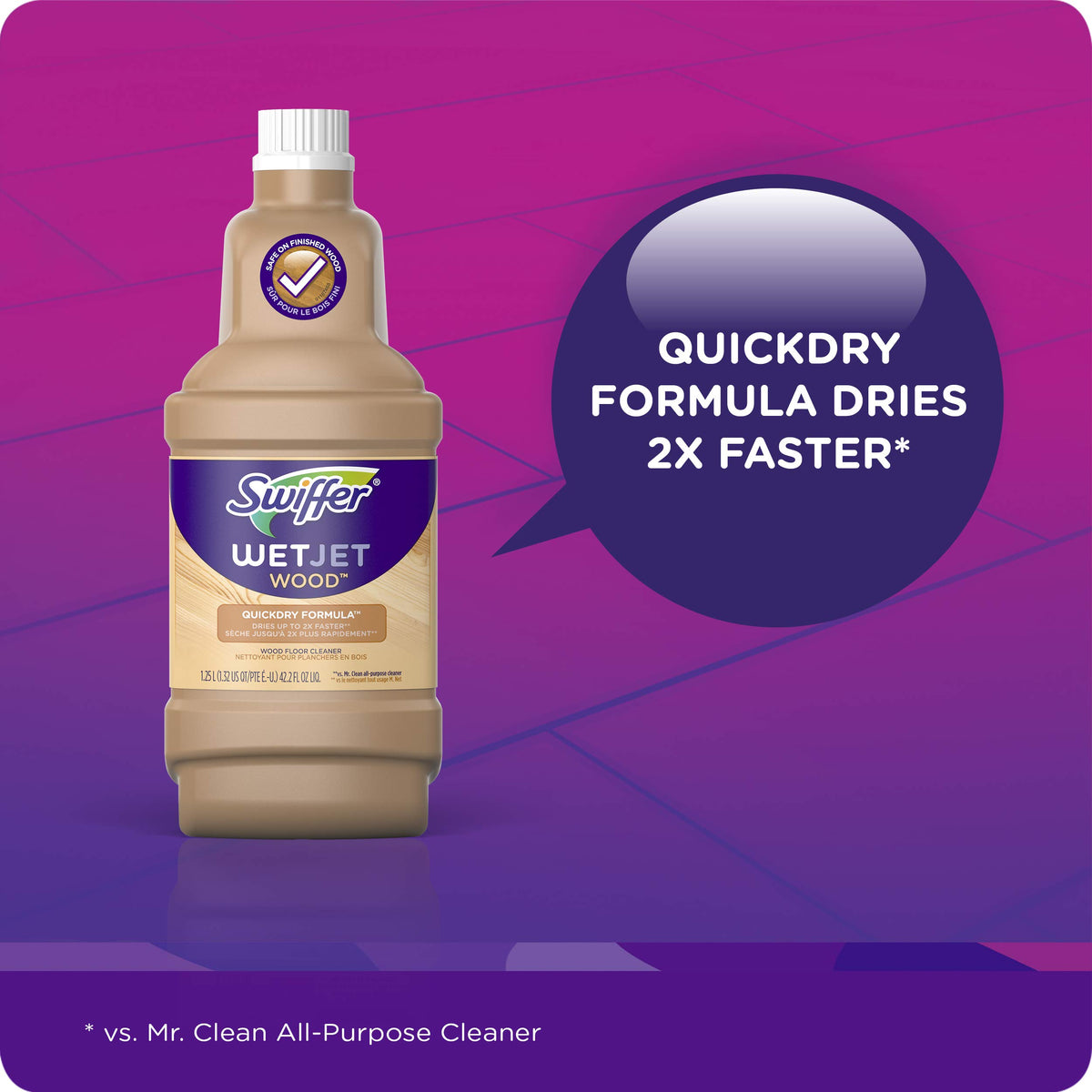 Swiffer WetJet Multi-Purpose Floor Cleaner Solution with Febreze Refill, Hardwood Floor Cleaner, Lavender Scent, 1.25 Liter -42.2 Fl Oz (Pack of 2)