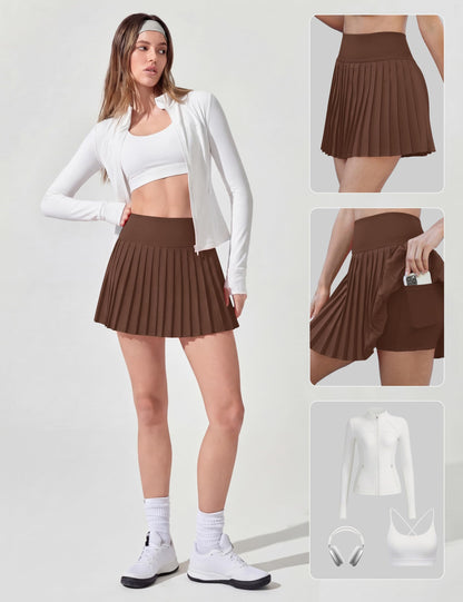 Alaroo Pleated Tennis Skirt for Women with Pockets Shorts Skort