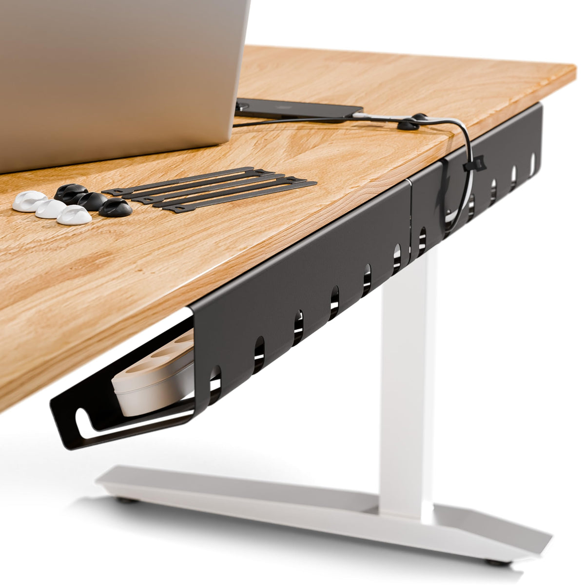 PAMO Cable Management Under Desk, Set of 2 - Black