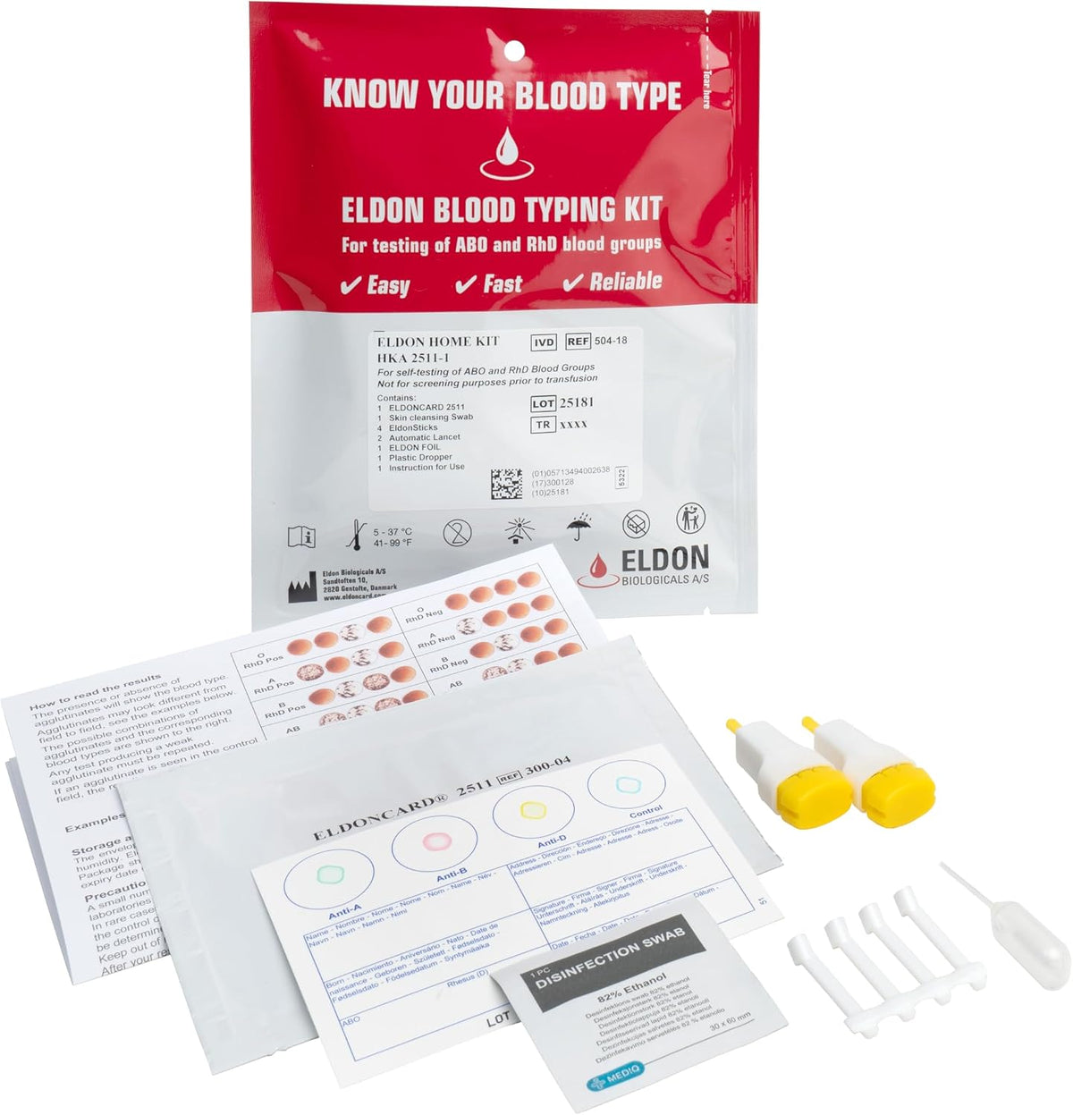 Eldoncard INC Blood Type Test, 1 Pack