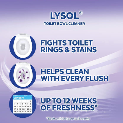 Lysol Click Gel Toilet Bowl Cleaner, Gel Stamp, Lavender, 6 Count