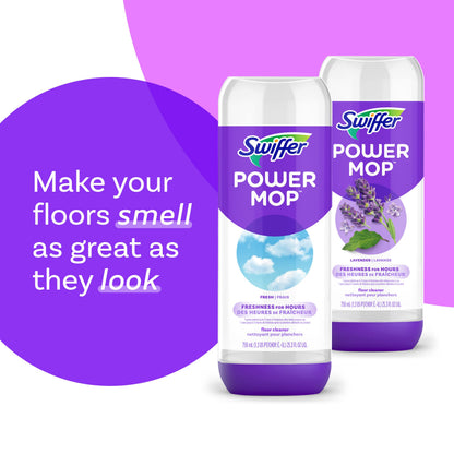 Swiffer Power Mop Refill Solution, Floor Cleaner for Mopping Tile, Vinyl, Laminate, Wood in Home, Bathroom, Kitchen, All Purpose Multi-Surface Solution for Floor Cleaning, Lavender Scent, 50.6oz