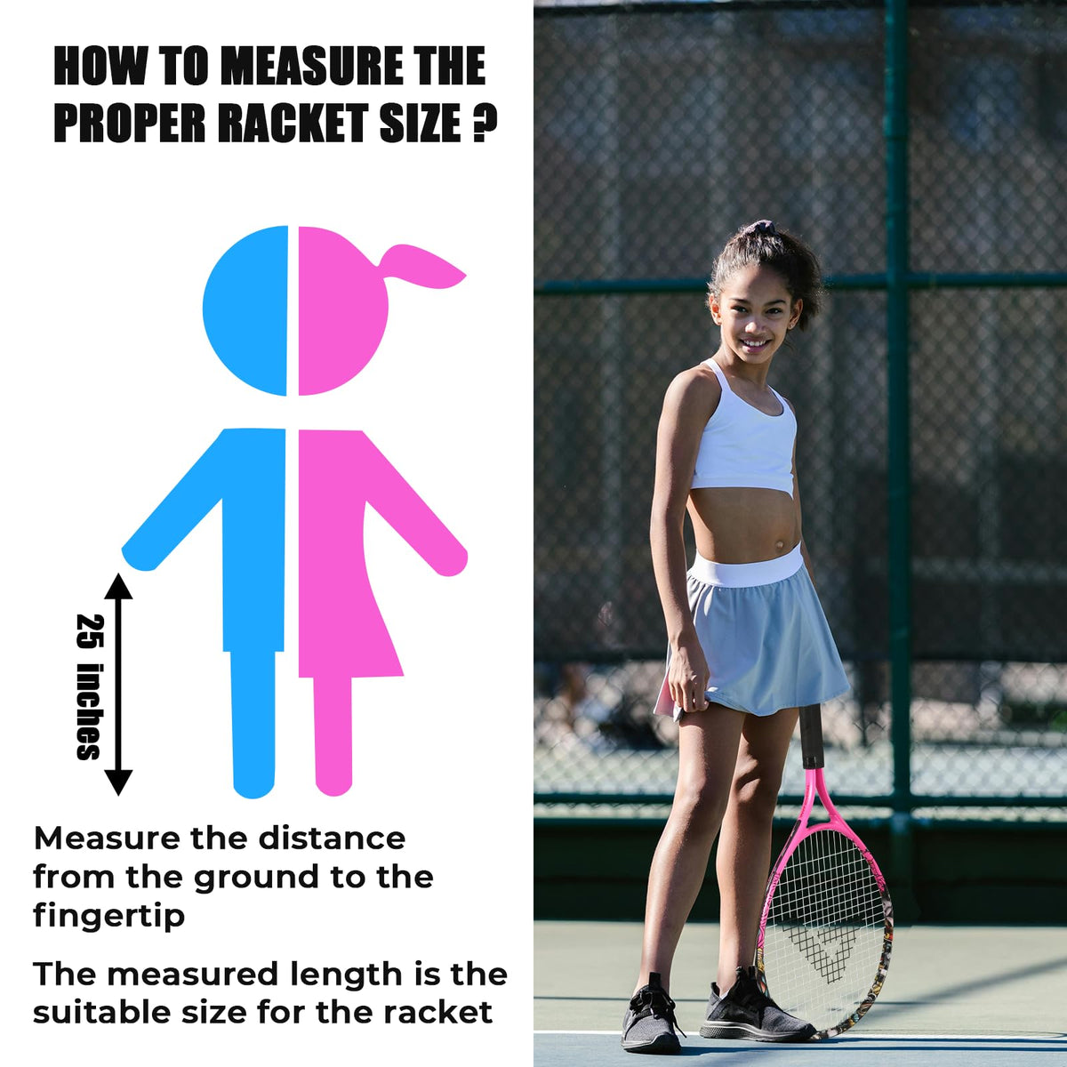 AMA SPORT Kids Tennis Racket for Junior Toddlers Starter Kit 17-25" Tennis Racquet for Girls and Boys with 420D Nylon Shoulder Strap Bag