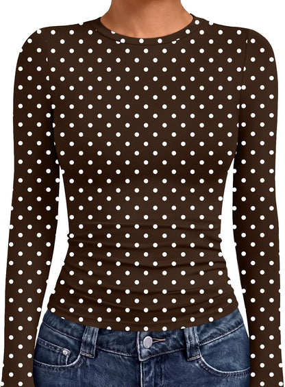 AUTOMET Womens Crew Neck Long Sleeve Shirts Compression Underscrubs Tops