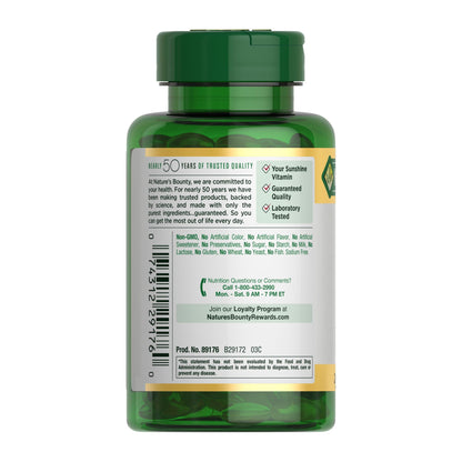 Nature's Bounty Vitamin D3, Immune Support, 125 mcg (5000iu), Rapid Release Softgels, 240 Ct (package may differ)