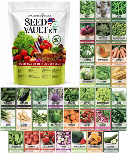 Gardeners Basics Survival Seed Vault Kit, Vegetable Seeds for Planting