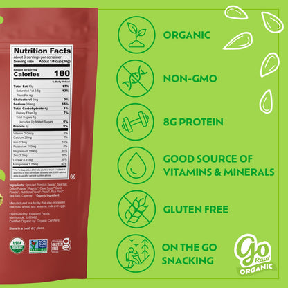Go Raw Organic Sprouted Pumpkin Seeds - Sea Salted Pepita Snack