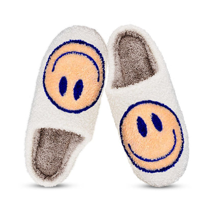 Smile Face Slippers fpr Women Happy face slippers Retro Soft Plush Warm Slip-on Slippers, Cozy Indoor Outdoor Slippers