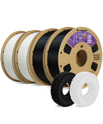 OVERTURE TPU 95A Flexible 3D Printer Filament 1.75mm, 1kg Black