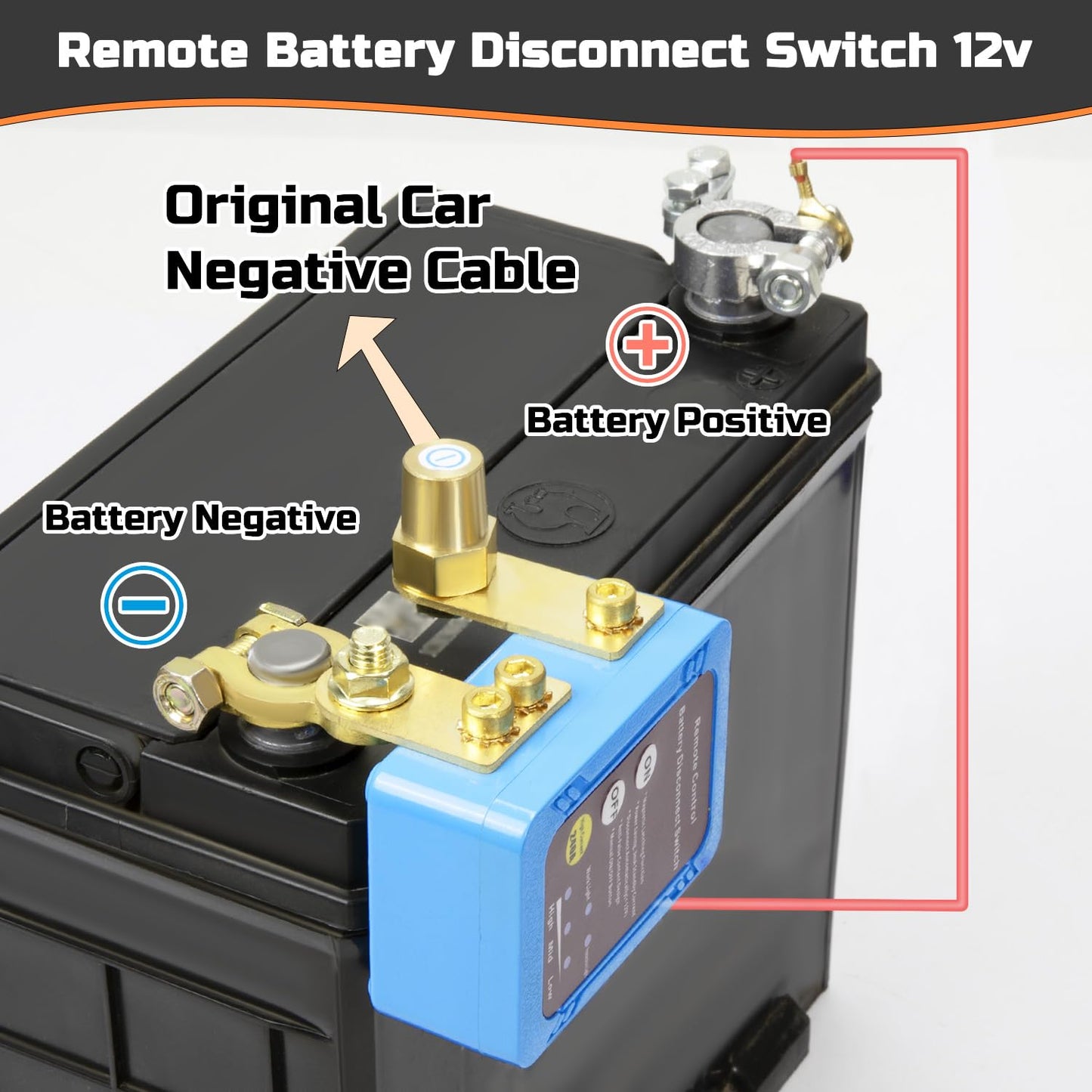 Remote Battery Disconnect Switch 12v, 250A, Upgrade Prevent Battery Drain, Disconnect Negative Car Kill Switch Anti-Theft, Remote Battery Kill Switch for Car, Truck, RV
