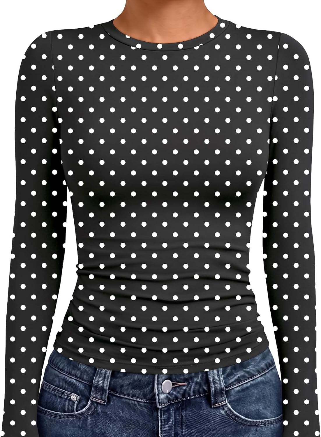AUTOMET Womens Crew Neck Long Sleeve Shirts Compression Underscrubs Tops