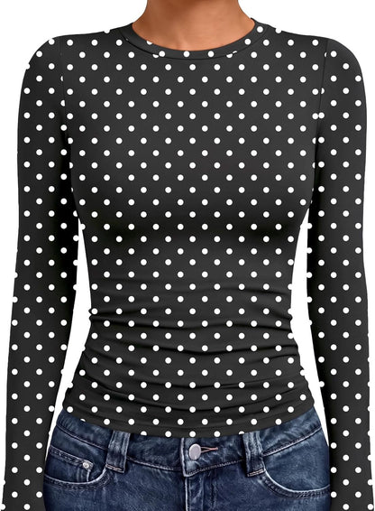 AUTOMET Womens Crew Neck Long Sleeve Shirts Compression Underscrubs Tops