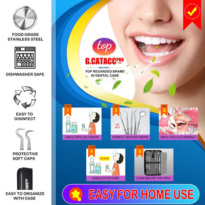 G.CATACC Dental Tools, Dental Pick Teeth Cleaning Tools Hygiene Kit, Plaque Remover for Teeth, Professional Stainless Steel Tooth Scraper Plaque Tartar Cleaner - with Case