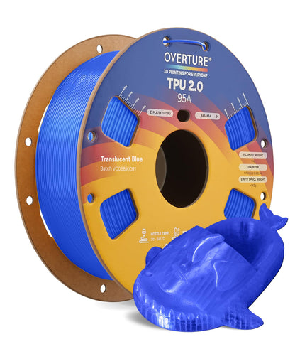 OVERTURE TPU 95A Flexible 3D Printer Filament 1.75mm, 1kg Black