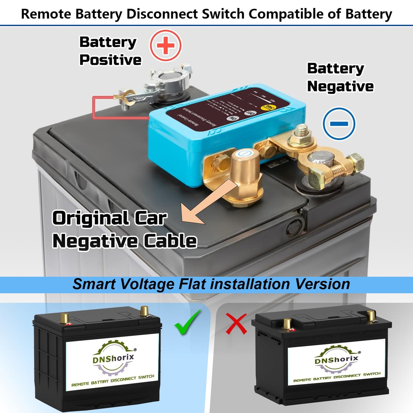 Remote Battery Disconnect Switch 12v, 250A, Upgrade Prevent Battery Drain, Disconnect Negative Car Kill Switch Anti-Theft, Remote Battery Kill Switch for Car, Truck, RV