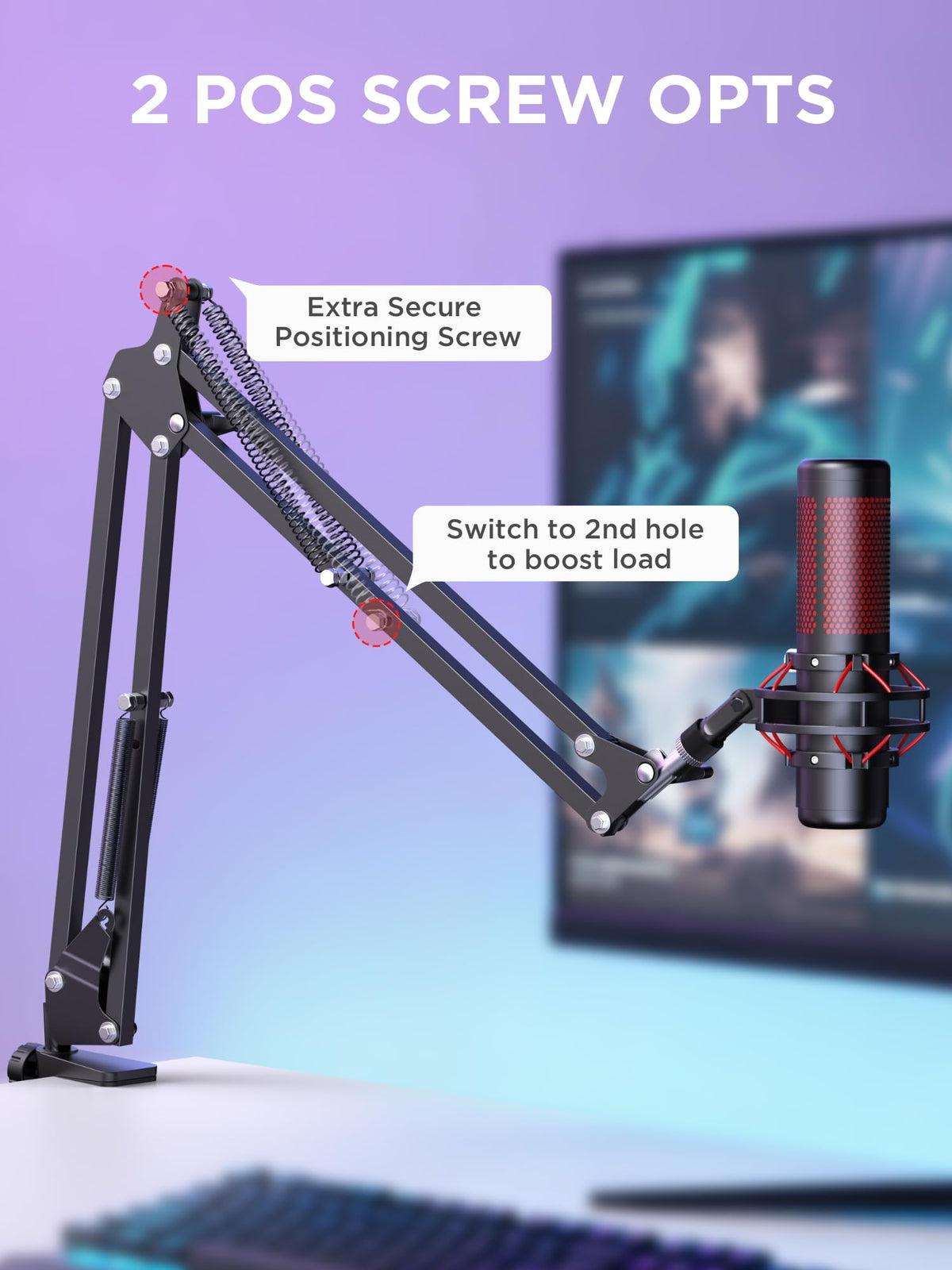 InnoGear Boom Arm Microphone Mic Stand for Blue Yeti Fifine HyperX, Black