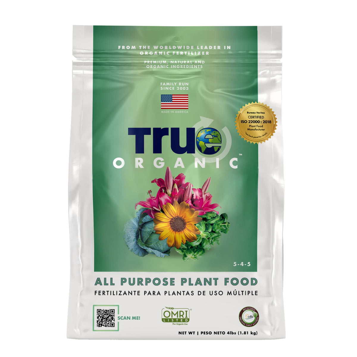 True Organic Blood Meal – High-Nitrogen Organic Fertilizer for Rapid Vegetative Growth – 3lb Bag Covers 104 Sq. Ft.