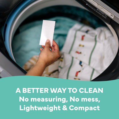 Tru Earth Compact Dry Laundry Detergent - Up to 128 Loads (64 Sheets) - Paraben-Free - Original Eco-Strip Liquidless Detergent, Travel - Fresh Linen | Packaging May Vary