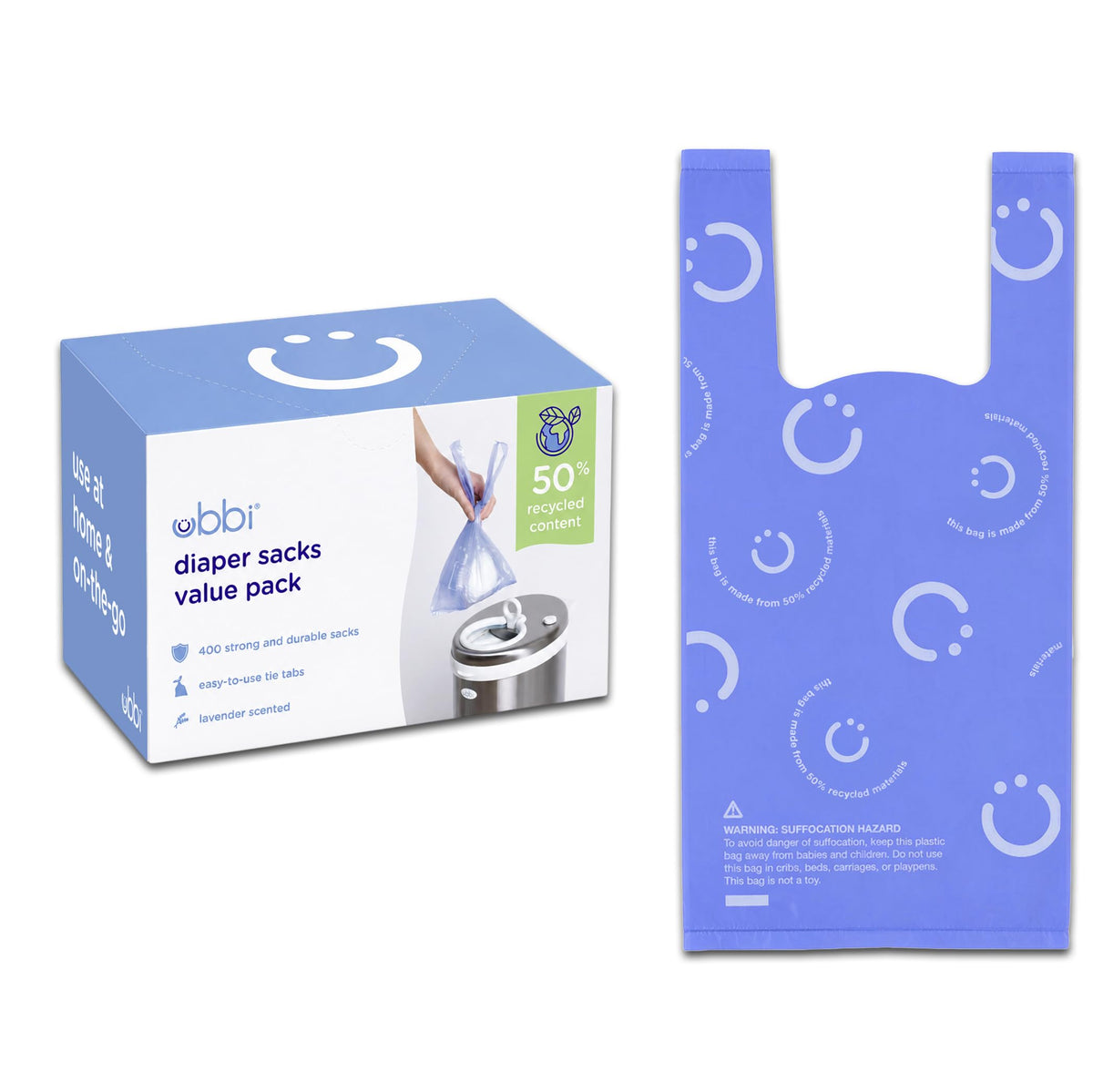 Ubbi Disposable Baby Diaper Sacks, Lavender Scented, 200 Count