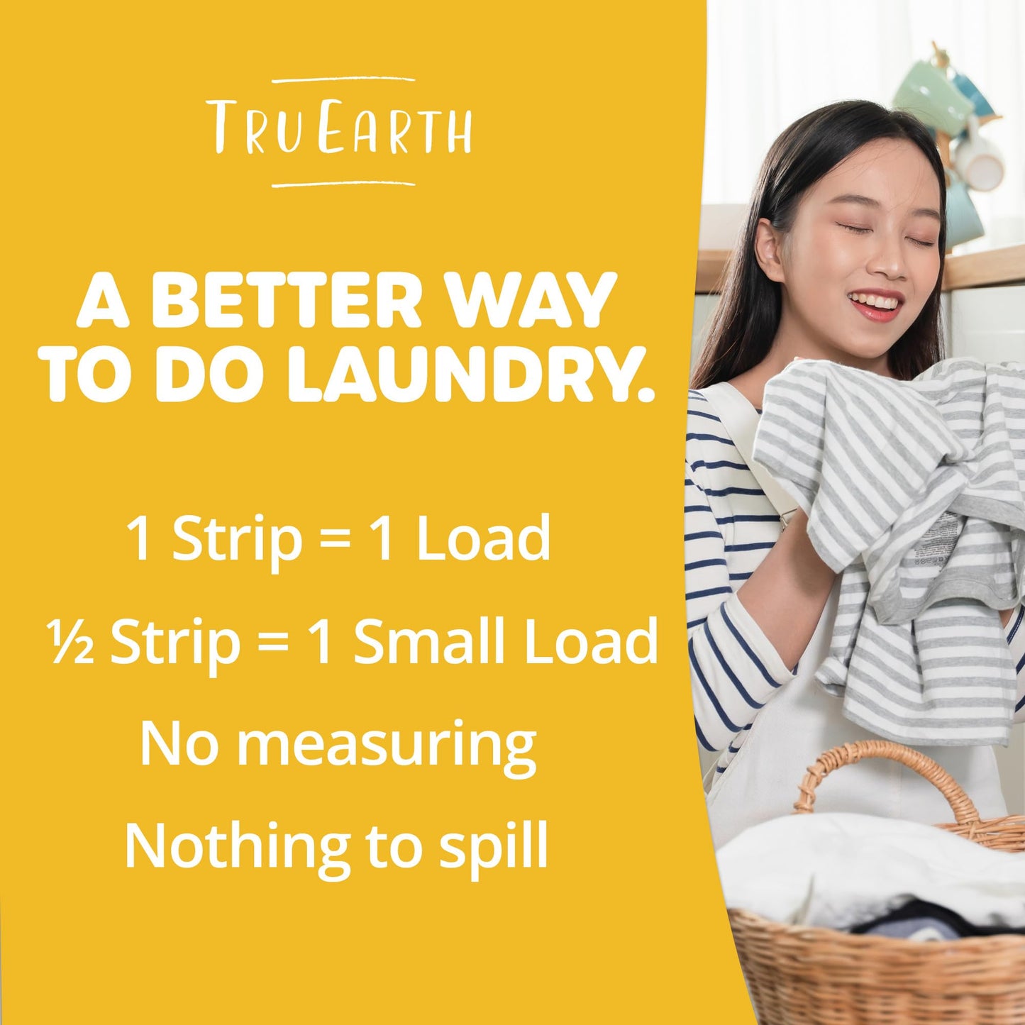 Tru Earth Compact Dry Laundry Detergent - Up to 128 Loads (64 Sheets) - Paraben-Free - Original Eco-Strip Liquidless Detergent, Travel - Fresh Linen | Packaging May Vary