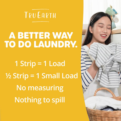 Tru Earth Compact Dry Laundry Detergent - Up to 128 Loads (64 Sheets) - Paraben-Free - Original Eco-Strip Liquidless Detergent, Travel - Fresh Linen | Packaging May Vary