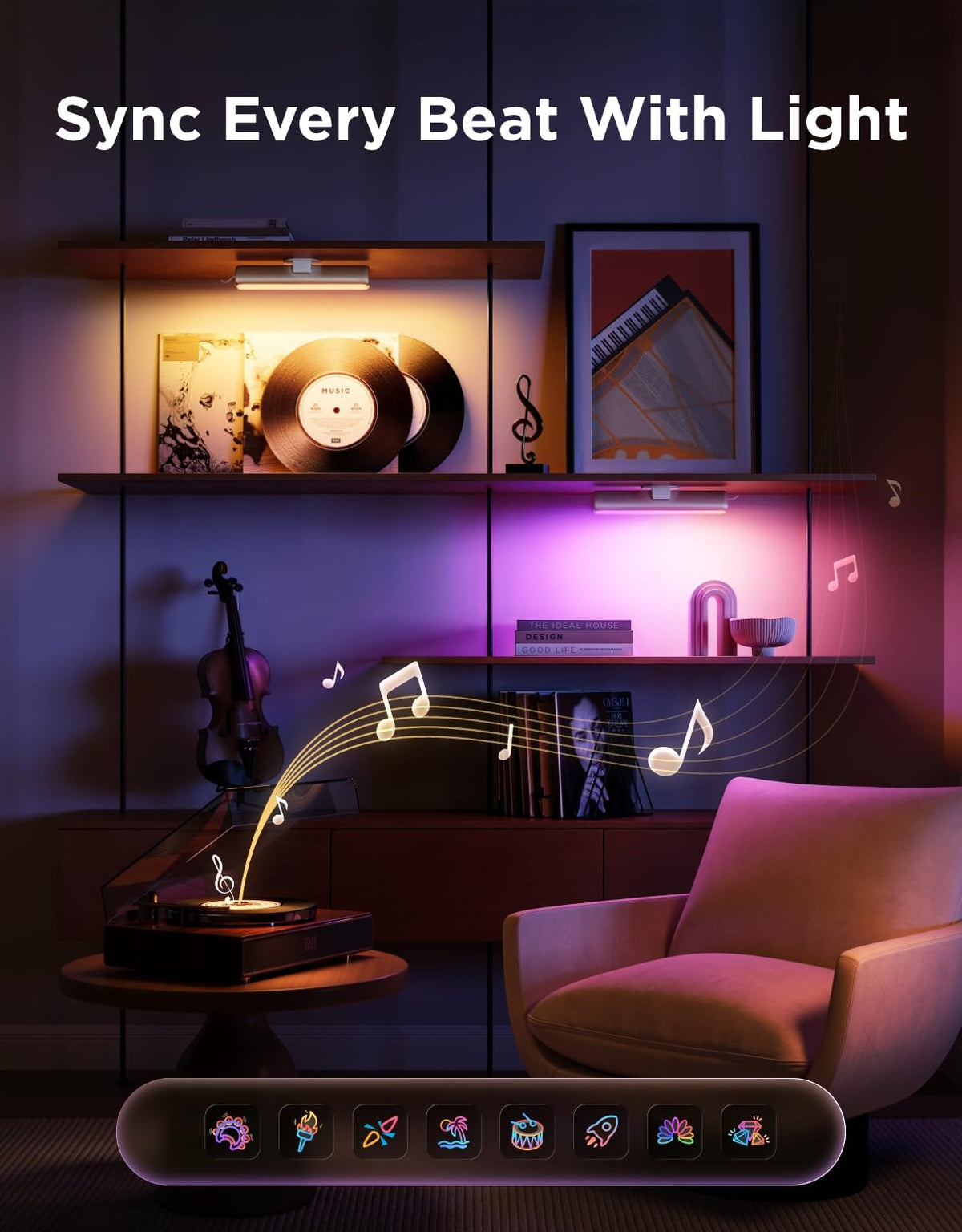 Govee Smart Light Bar, RGBICWW TV Lights for Living Room, Gaming, Black