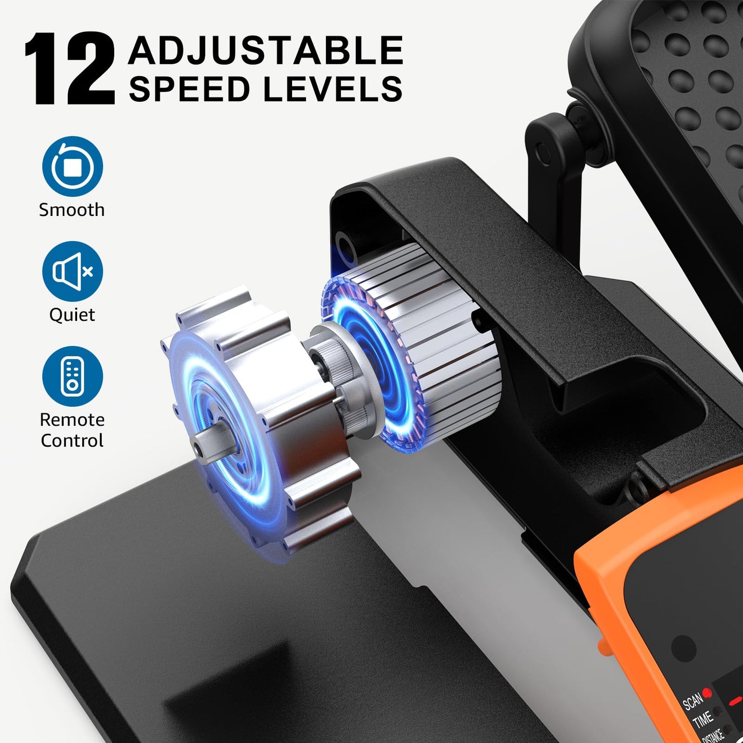 VIVURN-018 Under Desk Elliptical 12 Speed 5 Modes Mini Motorized Leg Exerciser While Sitting for Seniors As Seen on TV with Non-Slip Mat Quiet & Portable Electric Pedal Exerciser for Home and Office