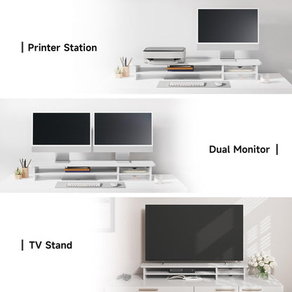 Fenge Monitor Stand, Desk Computer Riser with Frosted Storage Drawer, Oak