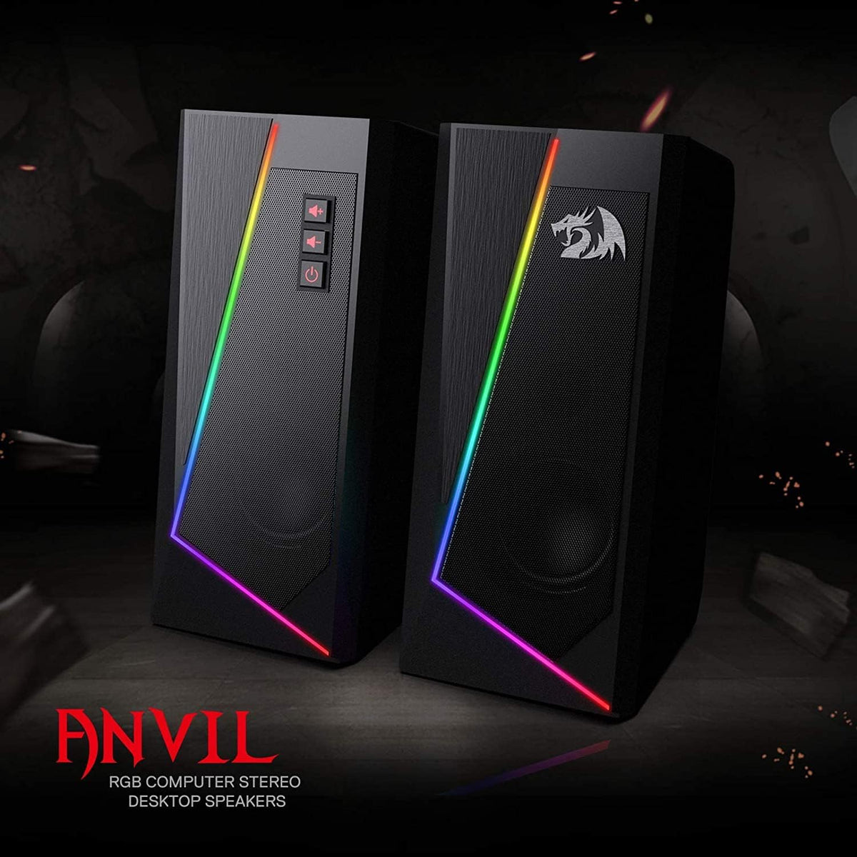 Redragon GS520 Wired 2.0 Channel Stereo Sound Desktop RGB Computer Speakers