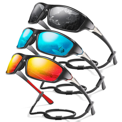 3 Pack Polarized Sports Sunglasses for Men, Mens Sunglasses Wrap Around UV400 Protection for Cycling Fishing Driving