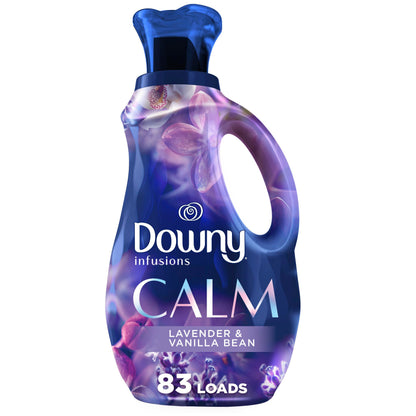Downy Ultra Soft Fabric Softener Liquid, Calm, Lavender and Vanilla Bean, 56 fl oz, 83 Loads