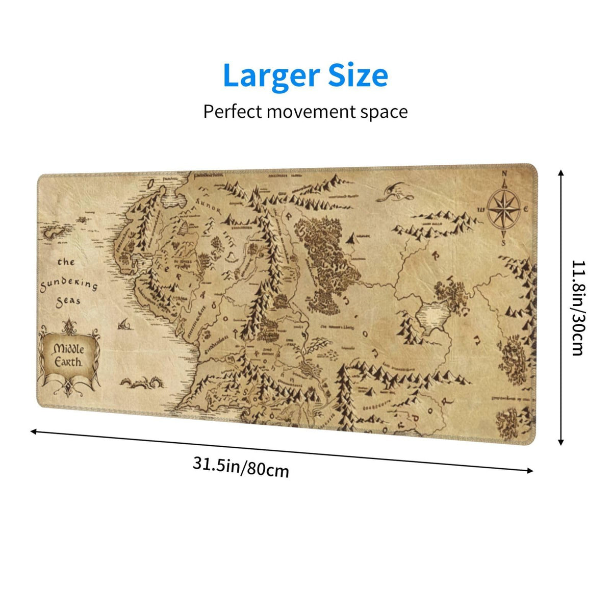 Gaming Mouse Pad, Large Black and Green Line Topographic Mousepad Laptop, Extended Mouse Mat, Long XL Waterproof Keyboard Pads, Big Non-Slip Mousepads for Game Office Home, 31.5 x 11.8 in