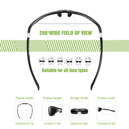 3 Pack Polarized Sports Sunglasses for Men, Mens Sunglasses Wrap Around UV400 Protection for Cycling Fishing Driving