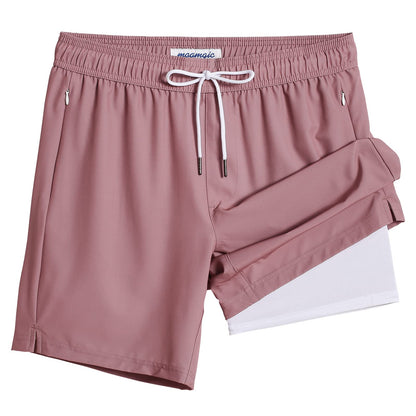 maamgic 2 in 1 Mens Swim Trunks 7 Inch Swim Shorts Swim Suits Board Shorts