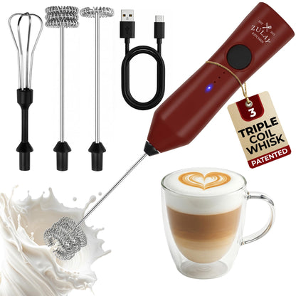 Zulay Kitchen Powerful Milk Frother Wand With 2 Duracell Batteries - Ultra Fast Handheld Drink Mixer - Electric Whisk Foam Maker for Coffee, Lattes, Cappuccino, Matcha, Hot Chocolate & Creamer - Black